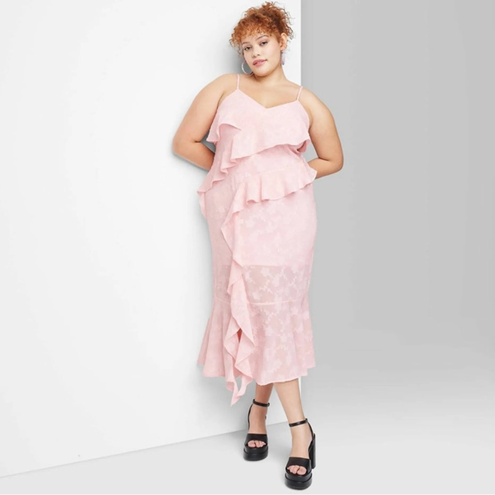 Wild fable pink Ruffled Midi Dress size xxl